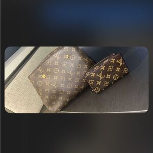 Luxury Brown Monogram Shoulder Bag and clutch wallet